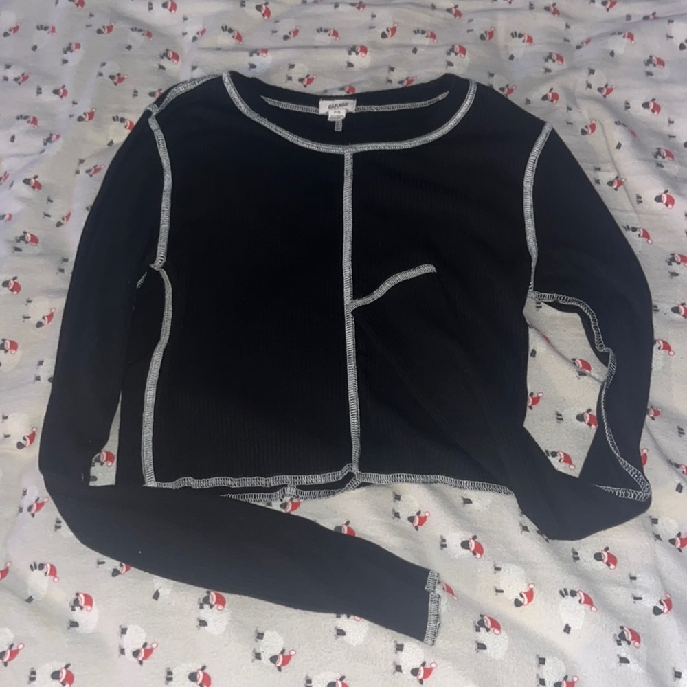 Cropped Long Sleeve Ribbed Shirt